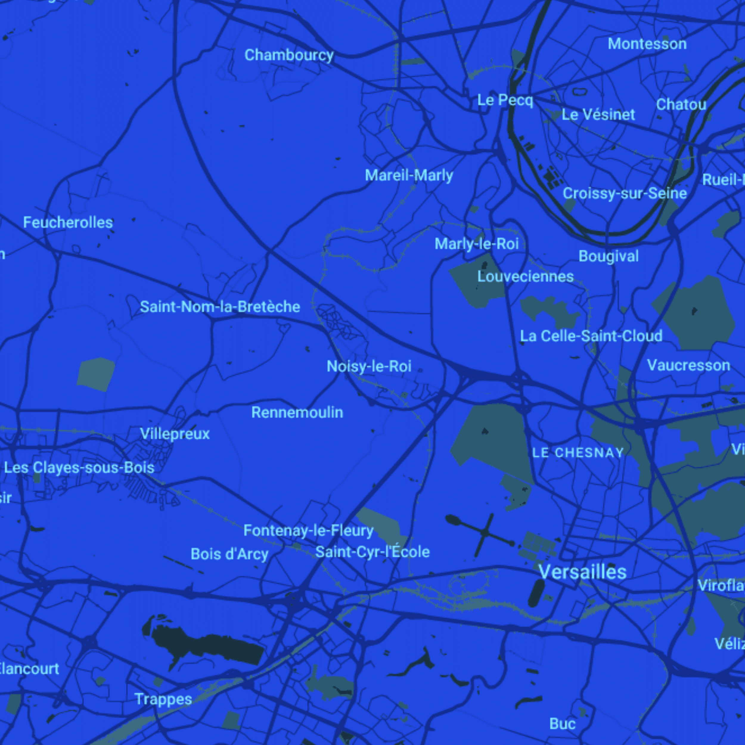 carte Urgences vétérinaires Rennemoulin - Noisy le Roi (78590)